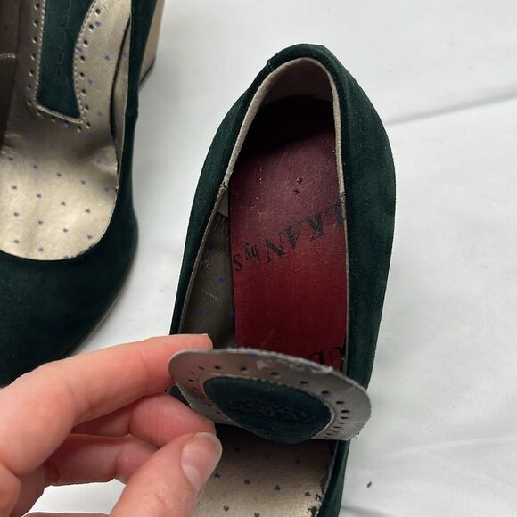 Dark Green Suede Fornarina Wedge Heels - Picture 7 of 8